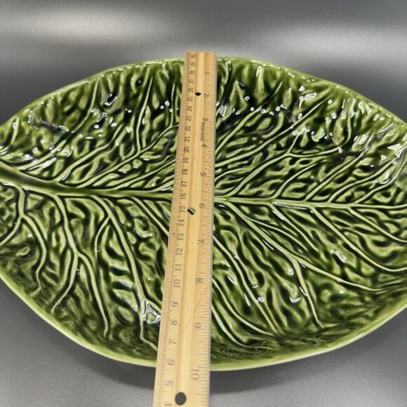 Subtil Portugal Ceramic Green Cabbage Leaf Dish Serving Platter Large 16inch VTG - Picture 3 of 16